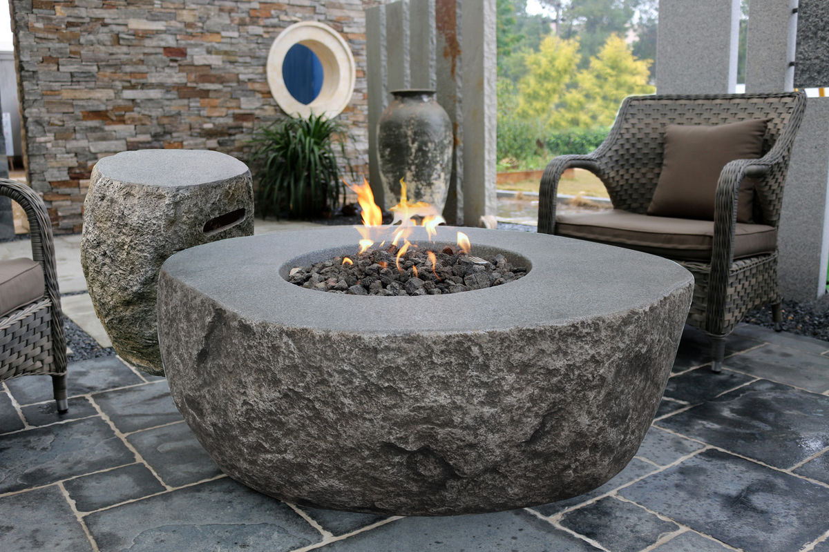Elementi Gasfeuerstelle Vesuv als Feuertisch in Basalt-Optik, Grau, B/T/H: 90 x 90 x 41 cm - Bild 5