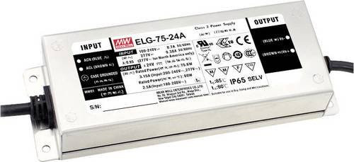 Mean Well LED-Treiber ELG-75-24DA-3Y in Silber, Konstantspannung und Konstantstrom, 75.6 W, 3.15 A, 12 - 24 V/DC, dimmbar via Dali, mit PFC-Schaltkreis und Überlastschutz - Bild 1