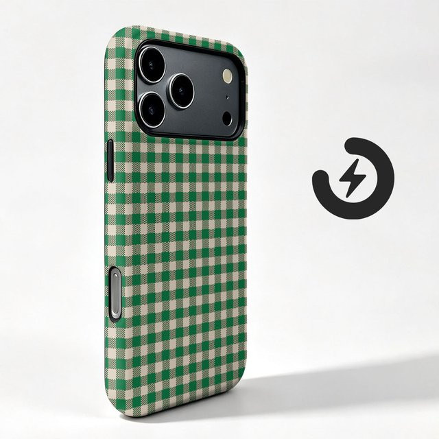 Magnetische 2-in-1 Handyhülle mit Folie für Huawei Pura 70 60 Pro Plus Ultra in Grün mit Gittermuster - Bild 1