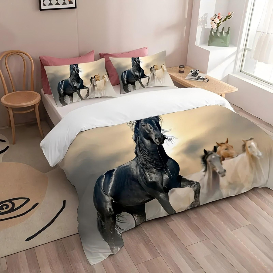 Sonnenpferd Bettwäsche Set mit Wildtier Laufmuster, 3-teilig, EU Single, B/H: 135 x 200 cm - Bild 3