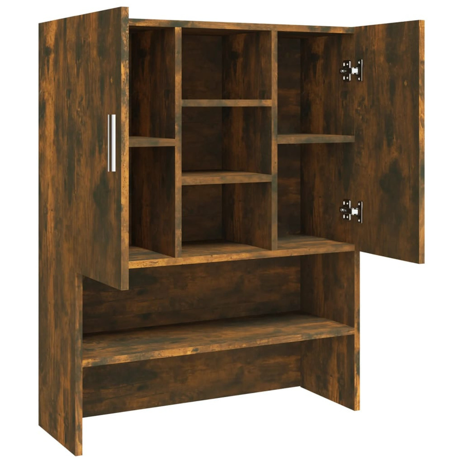 Waschmaschinenschrank VD Home Furnishing aus Holzwerkstoff in Raucheiche, Braun, Modernes Design mit Regalfächern und Türen - Bild 4