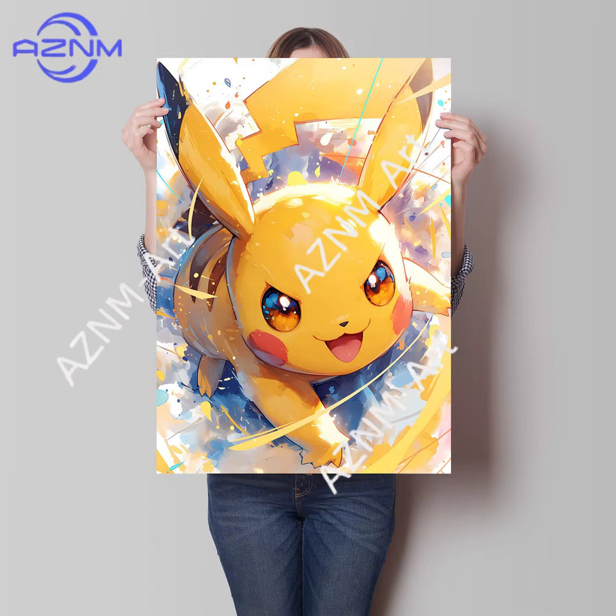 KAYOU Pokemon Aquarell-Dekorationsgemälde Pikachu und Gengar in Mehrfarbig für dein Wohnzimmer oder Schlafzimmer - Bild 2