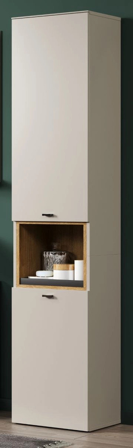 Badezimmer Hochschrank Jardins in Kaschmir und Eiche, B/T/H: 40 x 31 x 186 cm - Bild 1