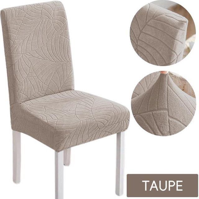 Genina Stuhlhussen Stretch Set in Beige mit Leopardenmuster, wasserabweisend und pflegeleicht für Esszimmer, Büro oder Hotel - Bild 1