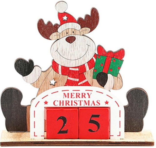 CosyHome Adventskalender aus Holz mit Weihnachtsmann, Schneemann und Elch in Rot und Multicolour zum DIY Basteln - Bild 1
