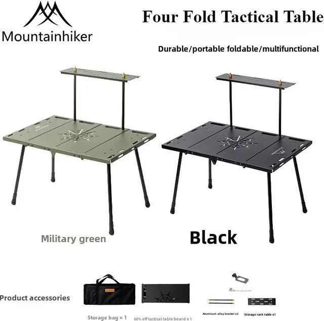Mountainhiker Upgrade Klapptisch Camping Taktischer Tisch in Grün, höhenverstellbarer multifunktionaler Campingtisch aus Metall - Bild 1