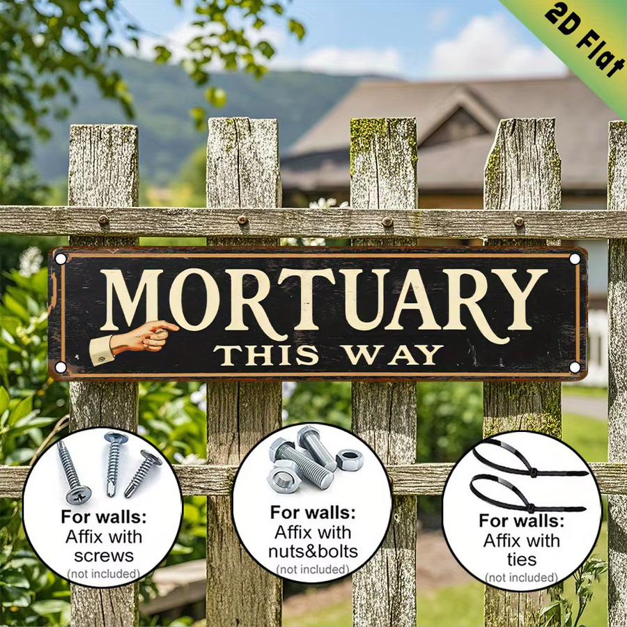 Vintage Mortuary Wandschild aus Aluminium in Schwarz und Multicolour, wetterbeständige Deko für Innen und Außen, Breite: 40 cm, Höhe: 10 cm - Bild 6