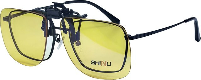 SHINU Clip-On-Brille, quadratisch, Metall, rot-orange-gelb, Unisex - Bild 1