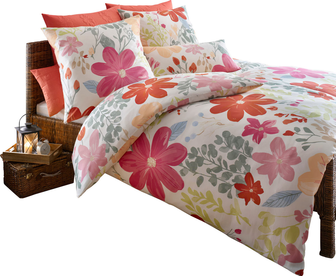Heine Home Bettwäsche aus Mako-Satin mit floralem Blütenmuster in Multicolour, 100% Baumwolle, mit Reißverschluss - Bild 2