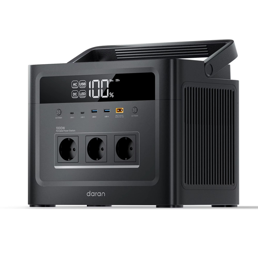 Daran Cubus 1000 MAX Tragbare Powerstation mit 1152Wh LiFePO4-Batterie und 100W Solargenerator in Schwarz - Bild 6