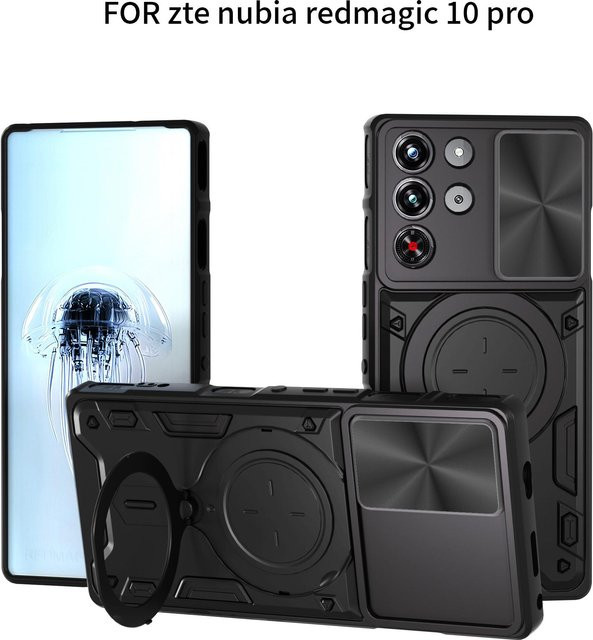 Schutzhülle für ZTE Nubia Red Magic 10 Pro mit Ringständer und Linsenschutz in Grau - Bild 1
