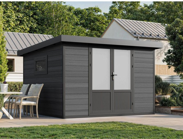 Fjordholz WPC Gartenhaus Style DeLuxe in Anthrazit Grau mit Aluminium-Elementen und 8,4 m² Fläche - Bild 1