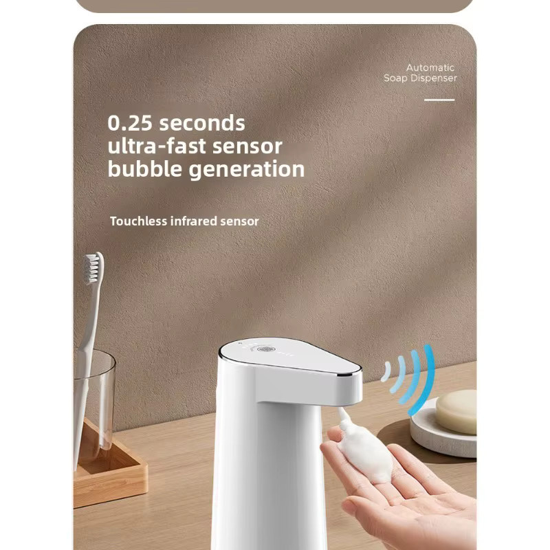 LAOPAO Wandmontierter Intelligenter Sensor-Schaumspender in Weiß, Wiederaufladbarer berührungsloser Seifenspender mit mehreren Geschwindigkeiten für Zuhause und Hotel - Bild 2