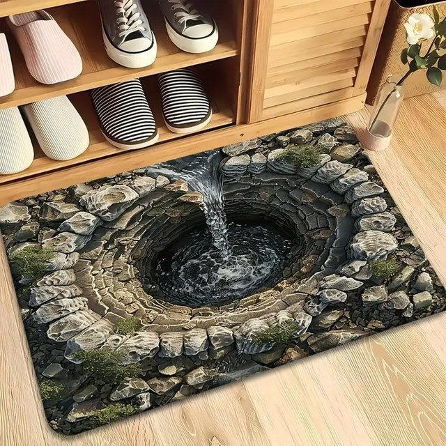 Lodestar 3D Steinbrunnen Illusion Teppich mit abstraktem geometrischem Design, rutschfest und waschbar, B/T: 50 x 30 cm, Mehrfarbig - Bild 1