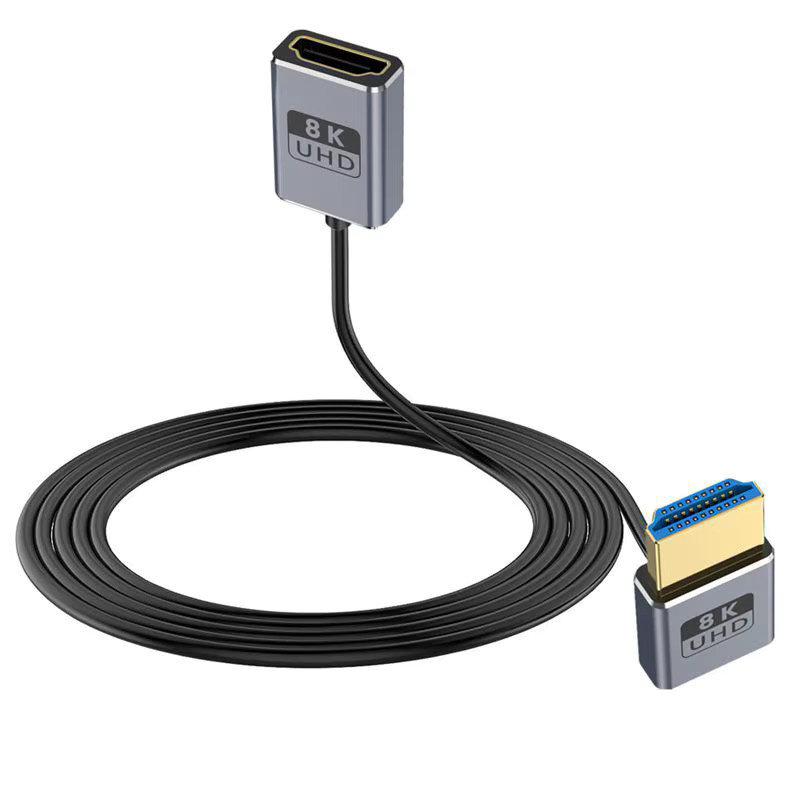 AXONUS HDMI 2.1 Kabel Ultrafein mit Winkelstück, 8K@60Hz und 4K@240Hz, 48 Gbit/s, Schwarz - Bild 2