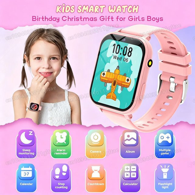 YeasMaie Smartwatch, Kunststoff, Silikon, Kinder, Unisex, Lila, Rosa, Pink - Bild 1