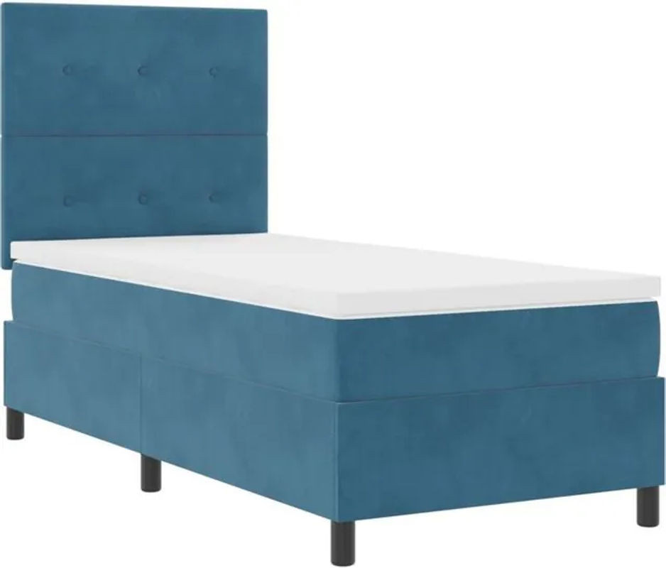vidaXL Boxspringbett mit Matratze aus Samt in Blau, B/T/H: 80 x 200 x 118 cm - Bild 1