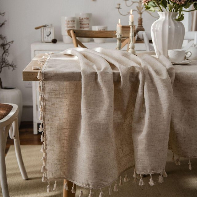 JINGYUE Pet Oster-Tischdecke im Retro-Bauernhaus-Stil mit Lamm- und Blumenmustern, Beige, B/T/H: 60 x 60 x 0 cm - Bild 1