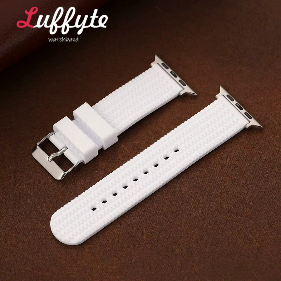 luffyte Uhrenarmband Silikon, Reifenprofil-Textur, Weiß, Unisex - Bild 2