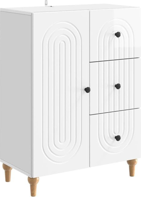 vidaXL Sideboard in Hochglanz Weiß aus MDF, B/T/H: 66 x 34,5 x 90 cm - Bild 1