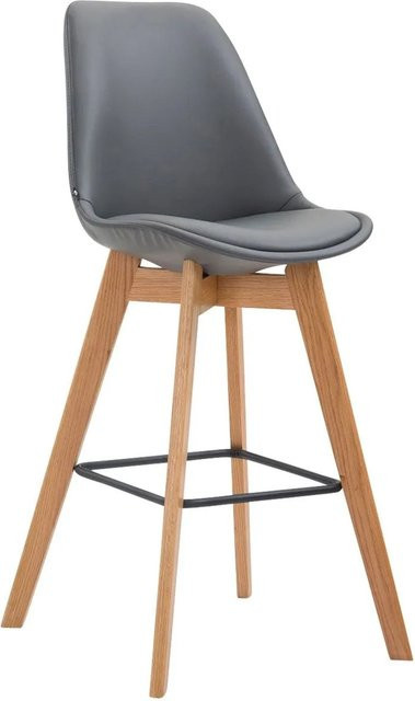DELUKE Barhocker GIKAR Barstuhl aus Kunstleder in Grau mit Lehne, B/T/H: 48 x 56 x 112 cm - Bild 1