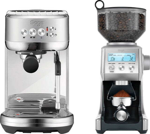 Sage Bambino Plus Siebträgermaschine mit Kaffeemühle aus Edelstahl in Silber - Bild 1