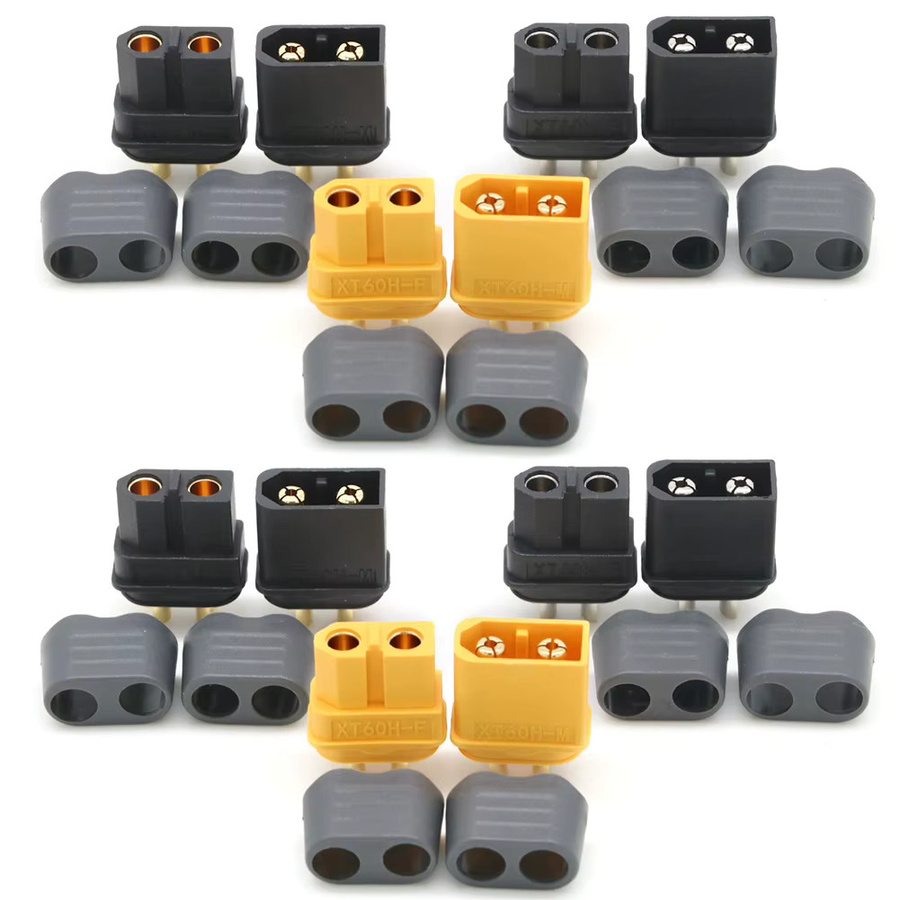 Amass XT60 und XT60H Stecker-Set mit Gehäuse, 5 Paar, Schwarz, Männlich und Weiblich für RC Lipo Batterien, Drohnen und RC-Modelle - Bild 3