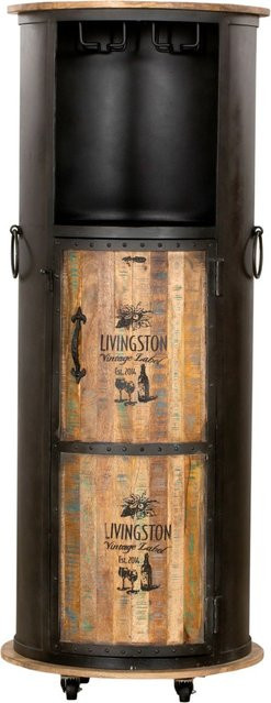 DELUKE Weinbar MAGNE aus Mangoholz in Braun mit Weinschrank und Weinregal im Industrial Style, B/T/H: 155 x 60 x 60 cm - Bild 1