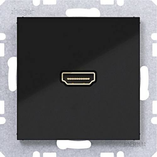 Hager HDMI-Steckdose WAF4379BG in Nachtschwarz glänzend - Bild 1