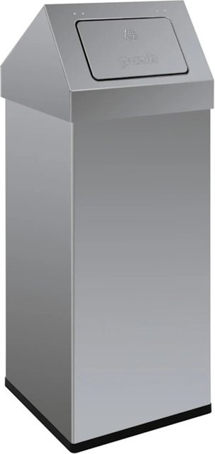 PROREGAL Abfallbehälter Haiti aus Edelstahl mit Push-Deckel, Silber, H x B x T: 100 x 39 x 39 cm - Bild 1