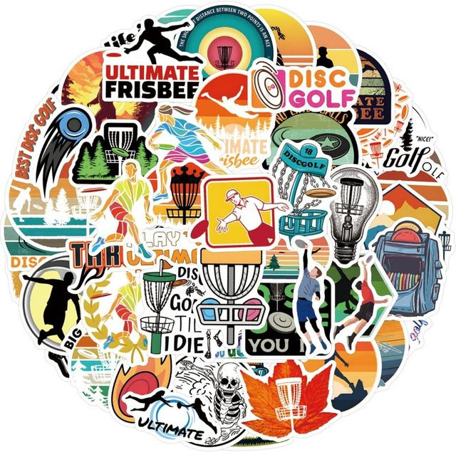 60 Stück Disc Golf Graffiti Aufkleber Set von Binchi Outdoor Product in Multicolour zur Dekoration von Laptop, Handy, Trinkbecher und Auto - Bild 1