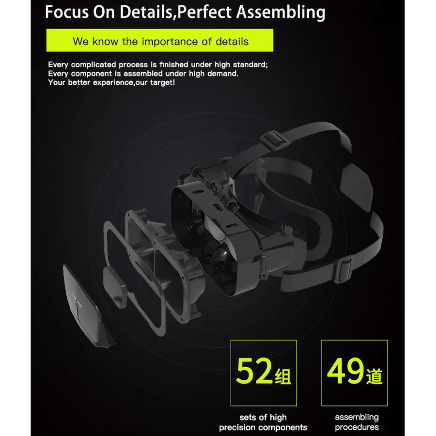AyeBeau 3D Virtual Reality VR-Brille für Smartphones, 7 Zoll Headset in Schwarz - Bild 3