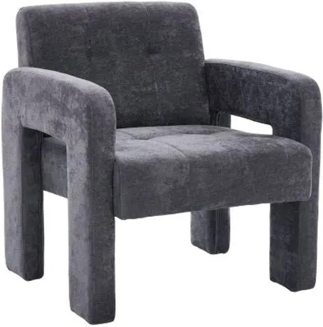 PXloue Lesesessel aus Chenille in Grau mit Armlehnen, B/T/H: 67,5 x 69 x 74,5 cm - Bild 1