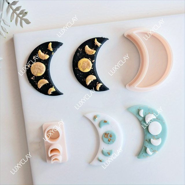 2 Stück mondförmige Polymer-Clay-Ausstechformen aus Kunststoff für die Schmuckherstellung und Ohrringe - Bild 1
