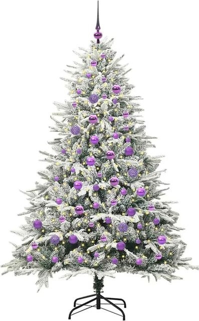 vidaXL Künstlicher Weihnachtsbaum mit LED-Beleuchtung in Warmweiß und Kugelset, Grün - Bild 1