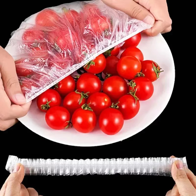 ZAAKIVEN 100 Stück Einweg-Frischhaltebeutel aus Kunststoff, elastische Lebensmittelabdeckungen in Transparent, ideal zur Aufbewahrung von Obst und Lebensmitteln - Bild 2