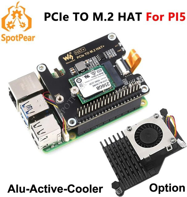 Raspberry Pi 5 PCIe auf M.2 NVMe SSD Adapterplatine PCIe auf M.2 HAT Erweiterungsplatine in Schwarz - Bild 1