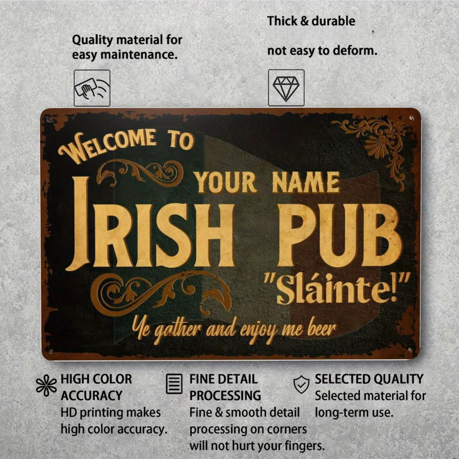 Personalisierbares irisches Pub-Metallschild von CIFBUY als Vintage Bar-Wanddekoration in Weiß - Bild 2