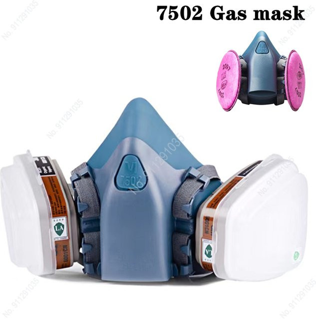 Industrielle Lackier-Spritz-Atemschutzmaske als Gasmaske und Sicherheits-Arbeitsfilter Staub-Gesichtsmaske in Blau/Mehrfarbig als Ersatz für MMM 7 - Bild 1