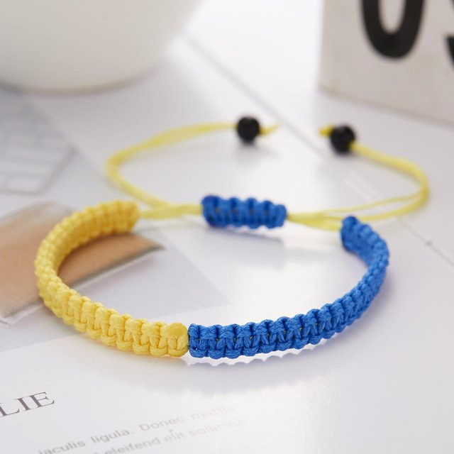 Armband Titanstahl, Gelb Blau, Handgewebtes Seil, Unisex - Bild 1