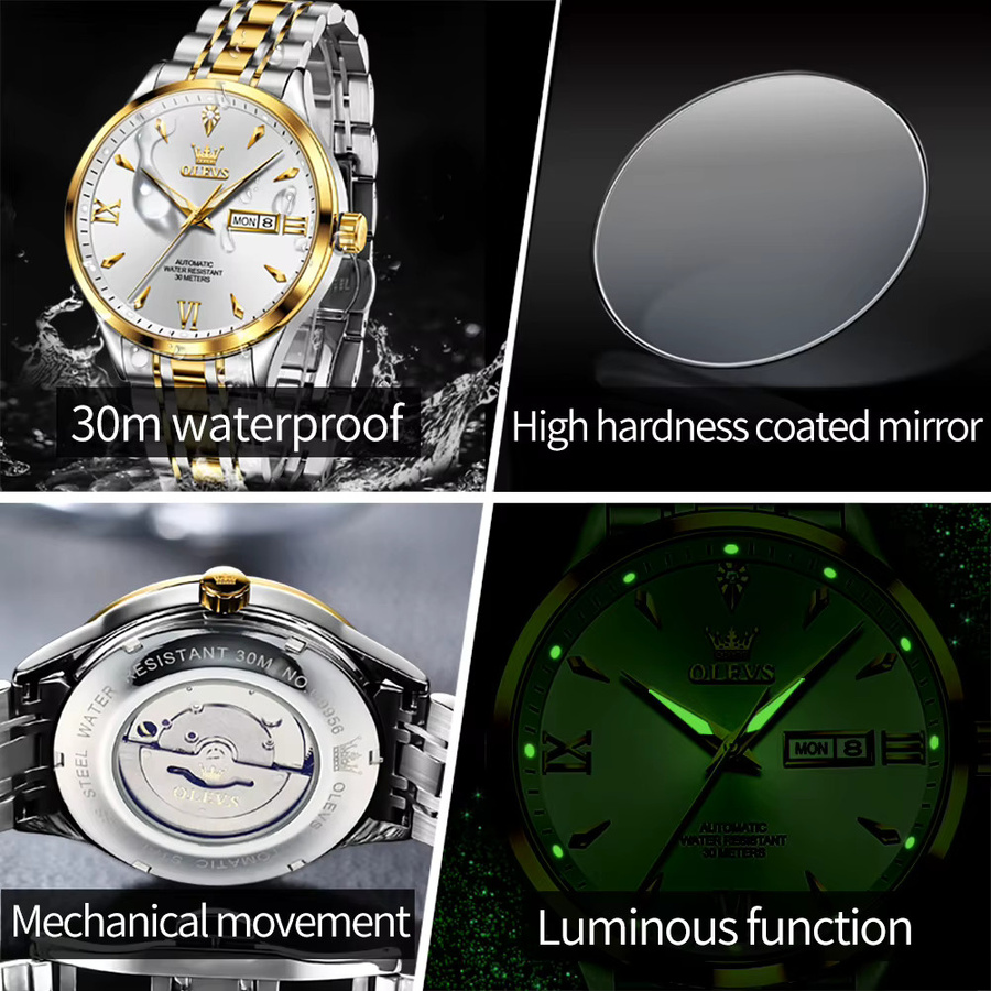 OLEVS Armbanduhr, Automatik, Gold, Edelstahl, Herren - Bild 4