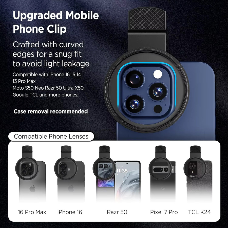 Martvsen Universeller Polarisator-Kameraobjektivclip mit CPL/UV-Filter-Set, 52 mm, Schwarz, für iPhone, Huawei, Xiaomi und Samsung - Bild 4