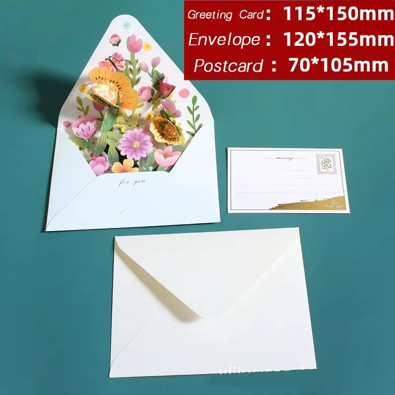 Kreatives 3D Pop-up Grußkarten Set mit Blumenmotiv in Multicolour für Geburtstag, Weihnachten und Hochzeit - Bild 2