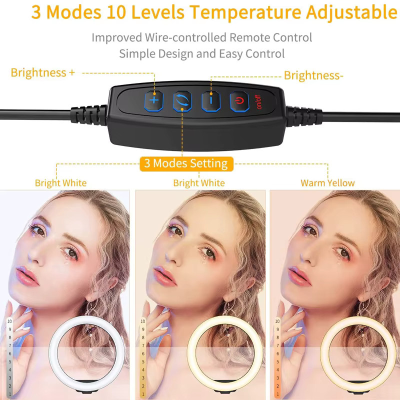 Viesrita LED Selfie-Ringlicht mit Augenschutz für Fotografie und Heimstudio, Durchmesser: 16 cm, 26 cm oder 33 cm - Bild 3