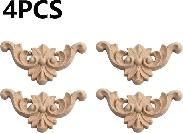 4 Stück Holz Onlay Applikation Ecke-Möbelleisten in Beige zur DIY Dekoration von Schränken und Rahmen - Bild 1