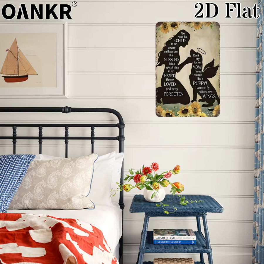OANKR Vintage Haustier-Gedenktafel aus Metall mit Sonnenblumen-Design, Wandkunst in Mehrfarben, B/H: 30,0 x 20,0 cm - Bild 2