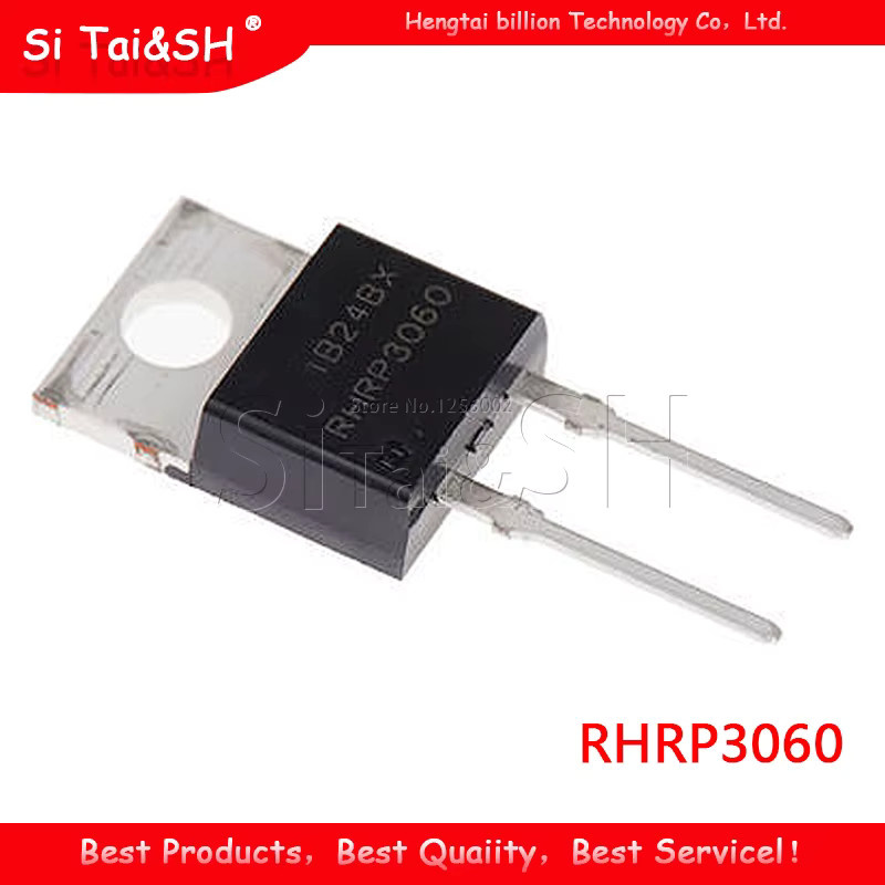 10 Stück Si Tai&SH RHRP3060 Fast-Recovery-Gleichrichterdiode im TO-220 Gehäuse, 600V 30A, Schwarz - Bild 2