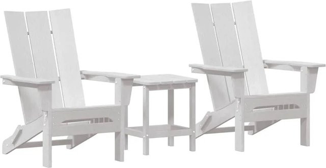 Set aus 3 vidaXL Gartenstühlen aus Polyethylen in Weiß mit Armlehnen, B/T/H: 80,5 x 74,5 x 92 cm - Bild 1