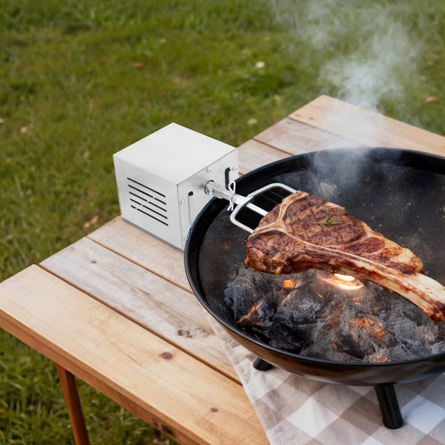 Elektromotor für Drehspieß aus Edelstahl in Silber, 25W Grillmotor 220V - Bild 2