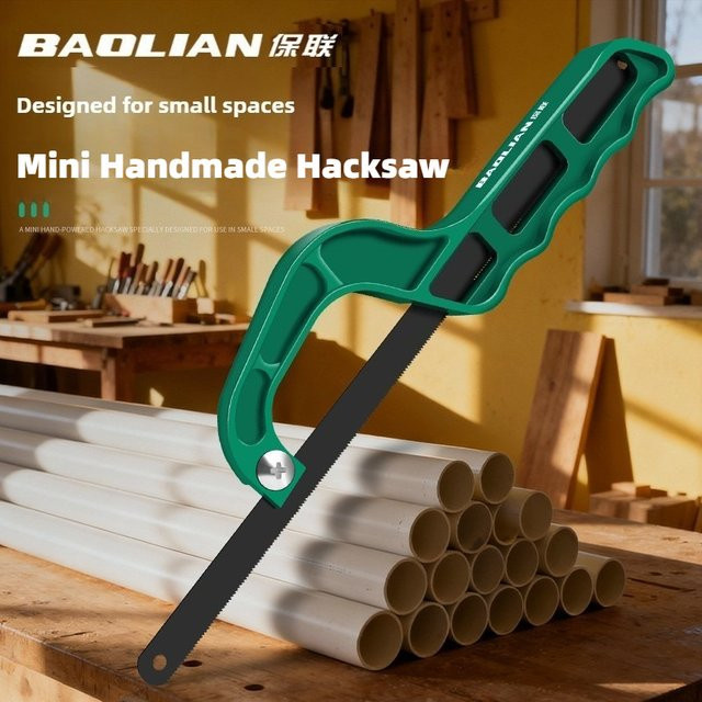 BAOLIAN Mini-Bügelsäge für Holz, Kunststoff und Metall in Grün - Bild 1
